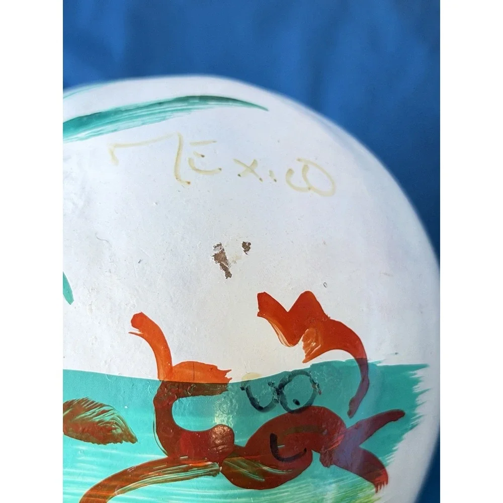 Vintage Hand Painted Wooden Tropical Fish Maraca Rattle Decor
